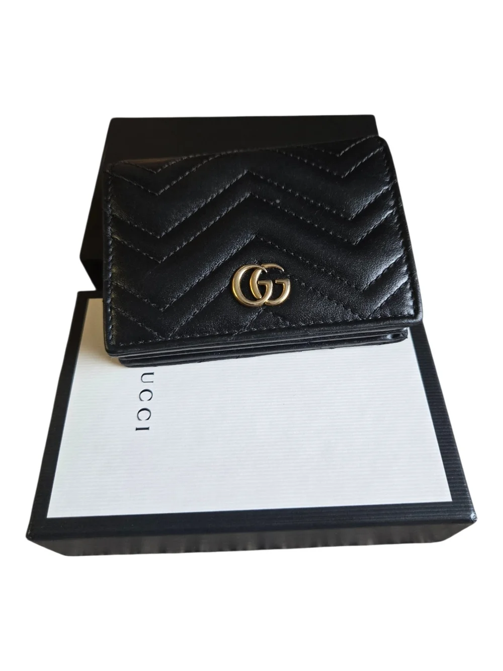 Gucci Black Quilted Leather Wallet - GG Marmont - Picture 2 of 16